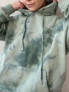 Luna Tie-Dye Hoodie Sweatshirt - Olive Green